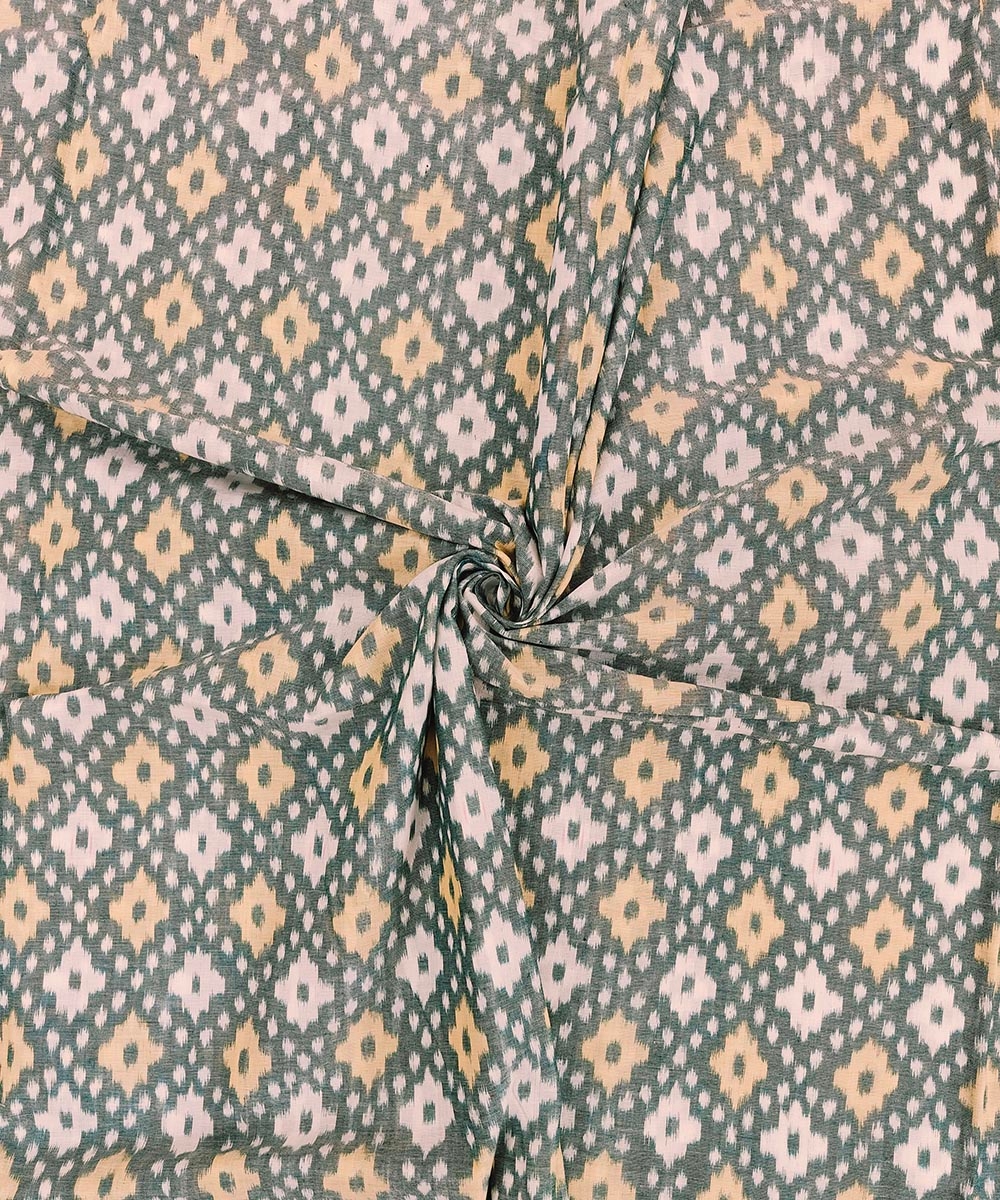 Green Sambalpuri Handwoven Single Ikat Shirting Materials SFCSHI1437