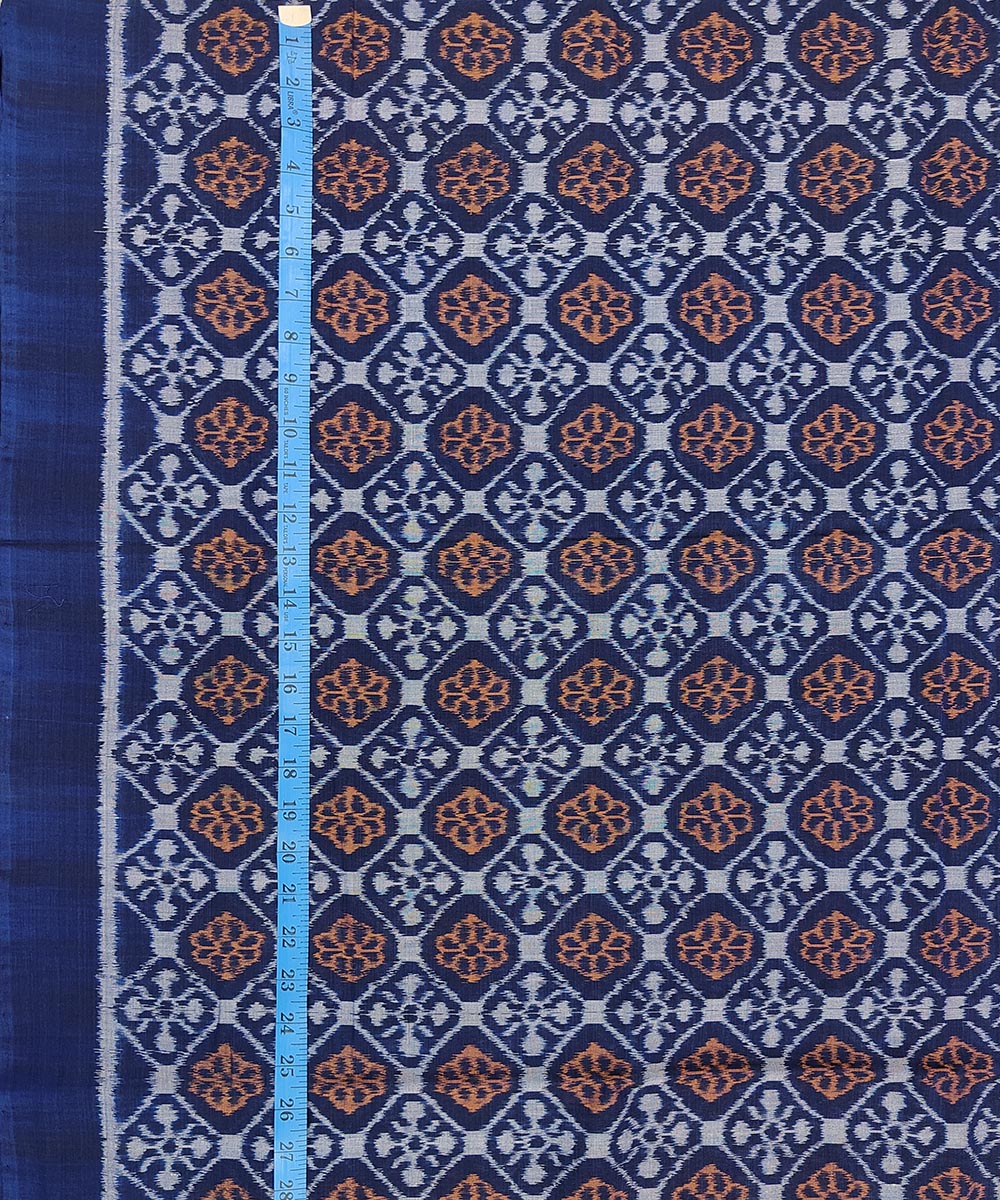 Blue Sambalpuri Handwoven Single Ikat Shirting Materials Image 4
