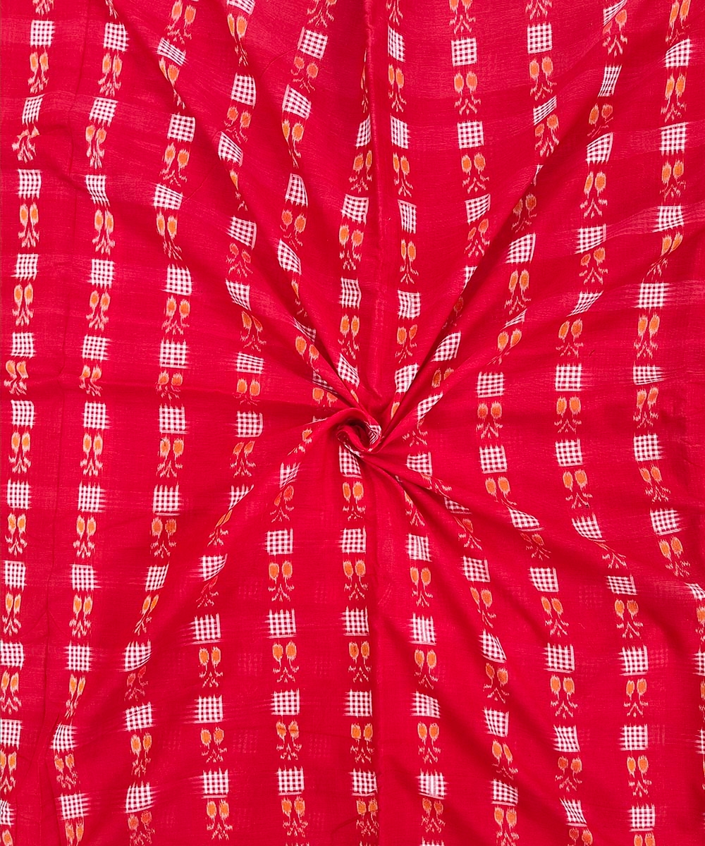 Red Sambalpuri Handwoven Single Ikat Shirting Materials SFCSHI1440
