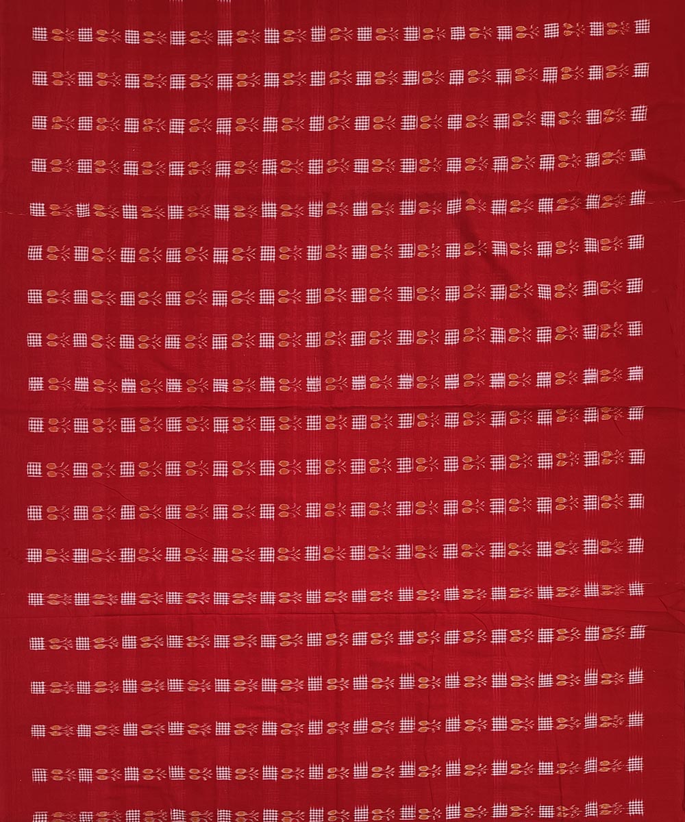 Red Sambalpuri Handwoven Single Ikat Shirting Materials Image 3