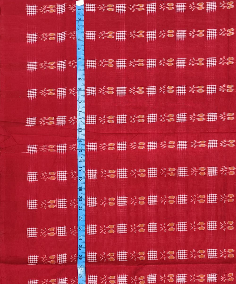Red Sambalpuri Handwoven Single Ikat Shirting Materials Image 4