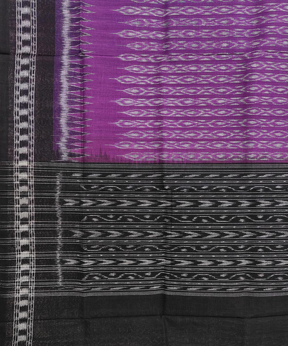 Purple Black Sambalpuri Handwoven Single Ikat Cotton Dupatta Image 3