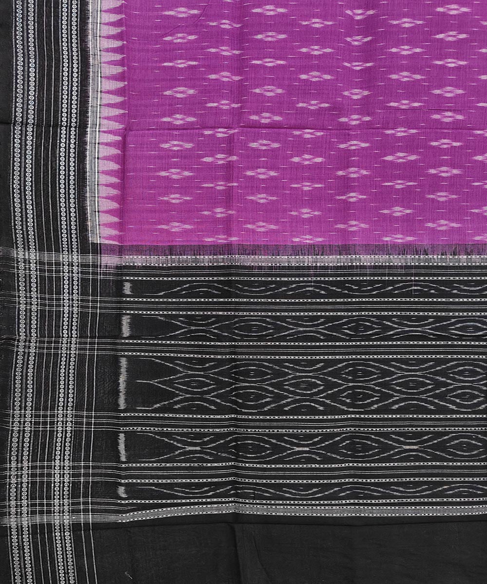 Purple Black Sambalpuri Handwoven Single Ikat Cotton Dupatta Image 3