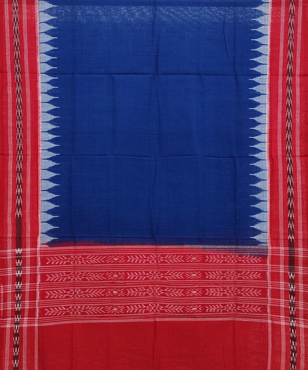 Blue Red Sambalpuri Handwoven Single Ikat Cotton Dupatta Image 2