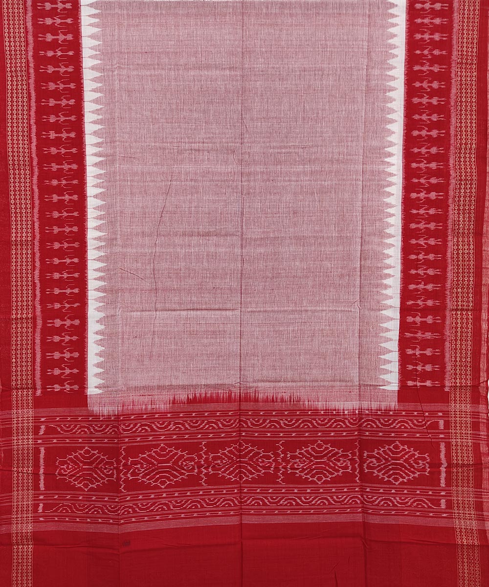 Gray Red Sambalpuri Handwoven Single Ikat Cotton Dupatta Image 2