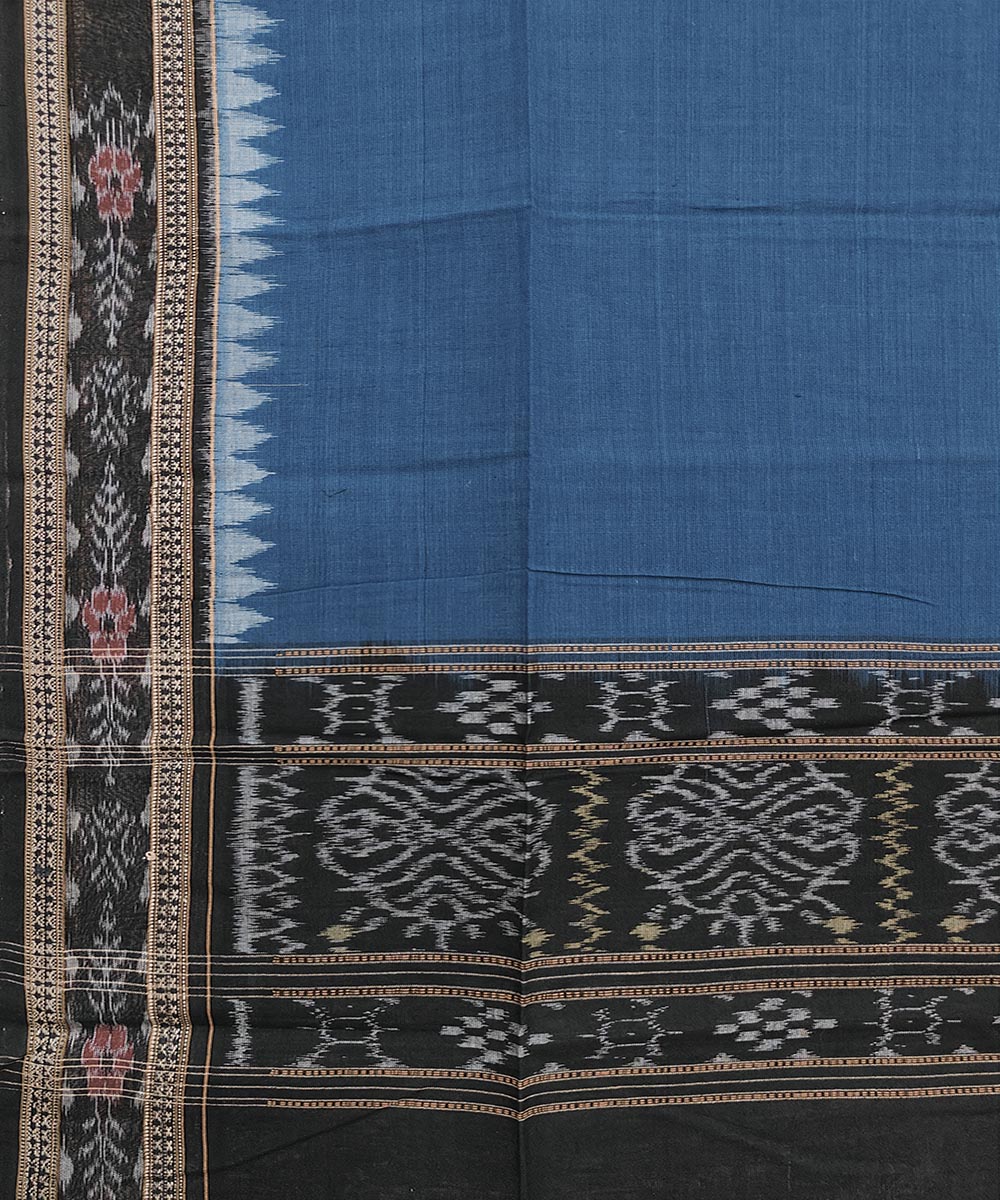 Blue Black Sambalpuri Handwoven Single Ikat Cotton Dupatta Image 3