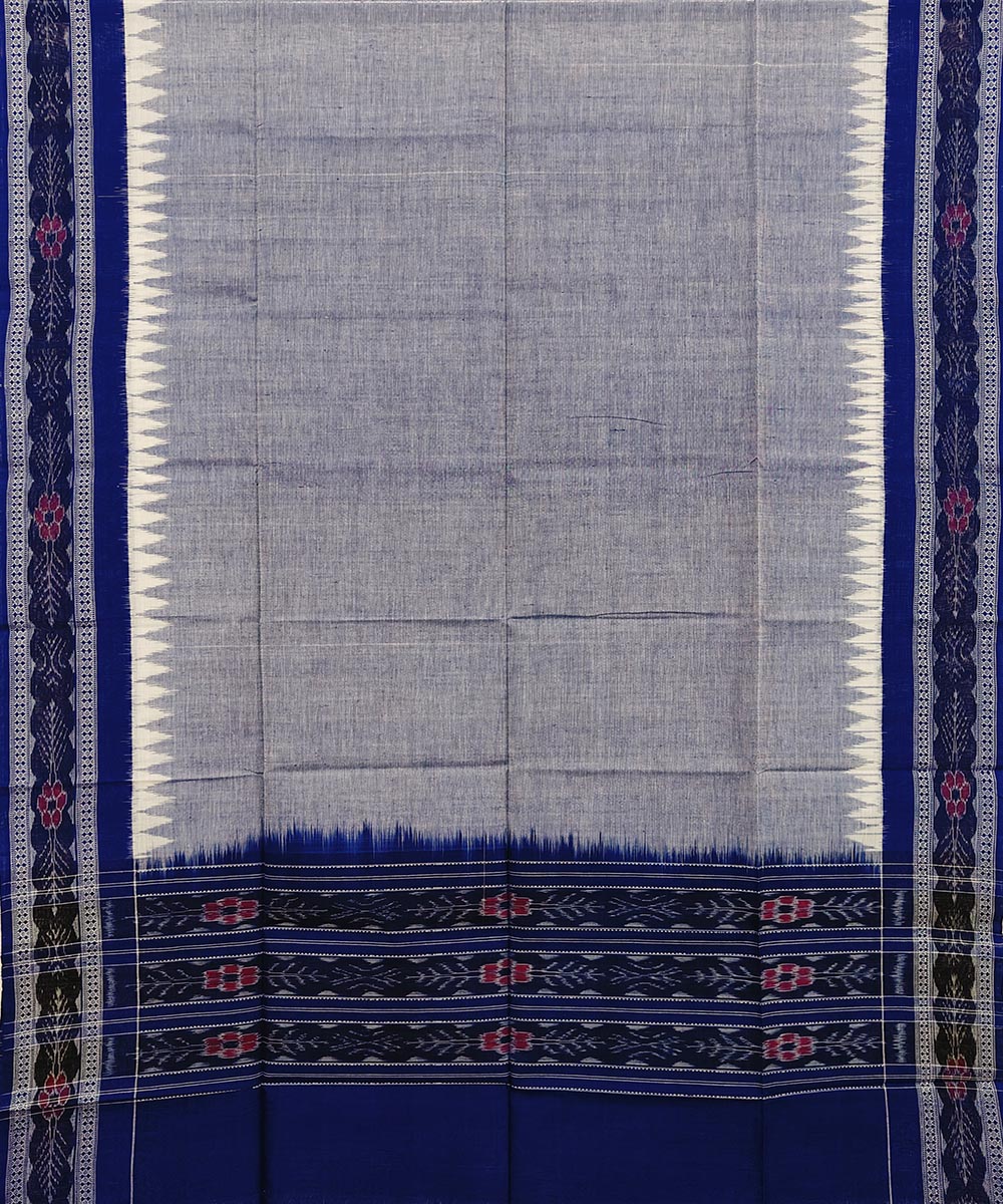 Gray Blue Sambalpuri Handwoven Single Ikat Cotton Dupatta Image 2