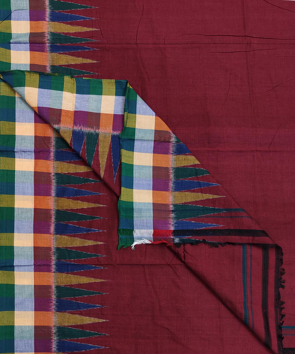 Maroon Sambalpuri Handwoven Ikat Cotton Joda SFCJOD1473