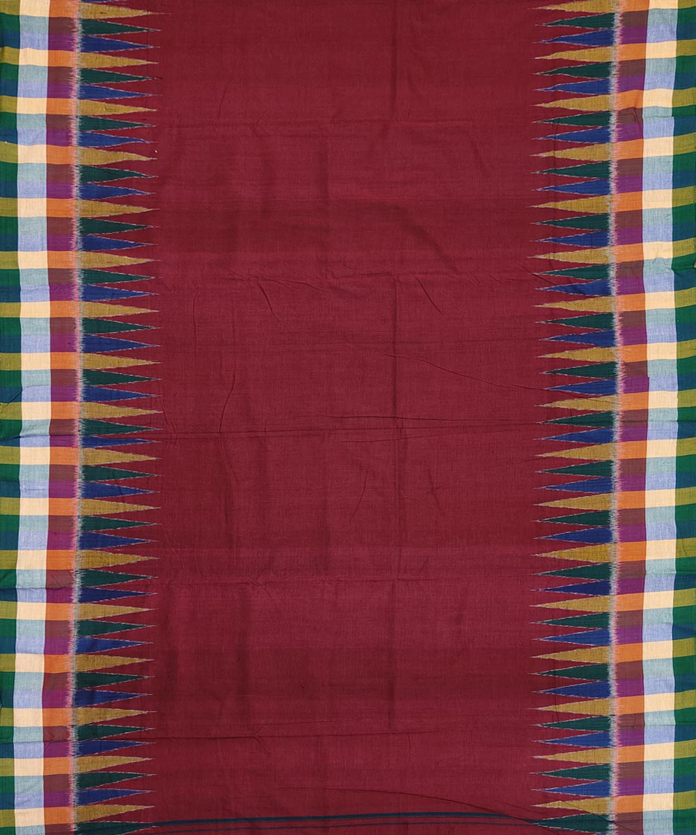 Maroon Sambalpuri Handwoven Ikat Cotton Joda Image 3