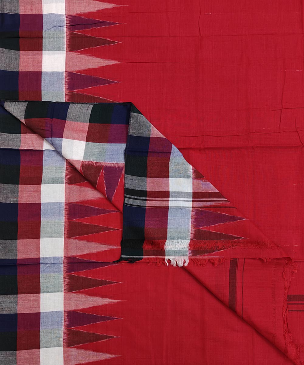 Red Sambalpuri Handwoven Ikat Cotton Joda SFCJOD1476