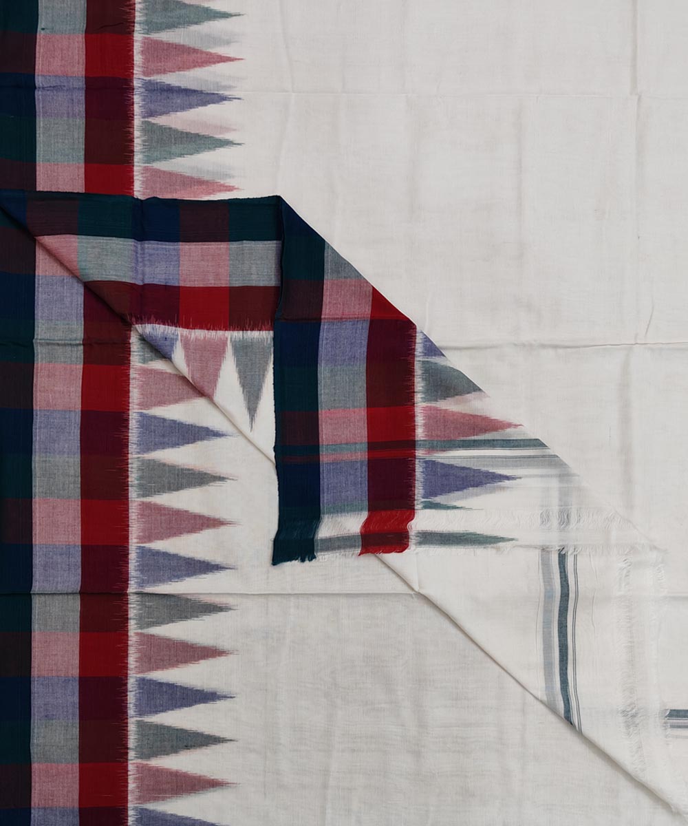 White Sambalpuri Handwoven Ikat Cotton Joda SFCJOD1478