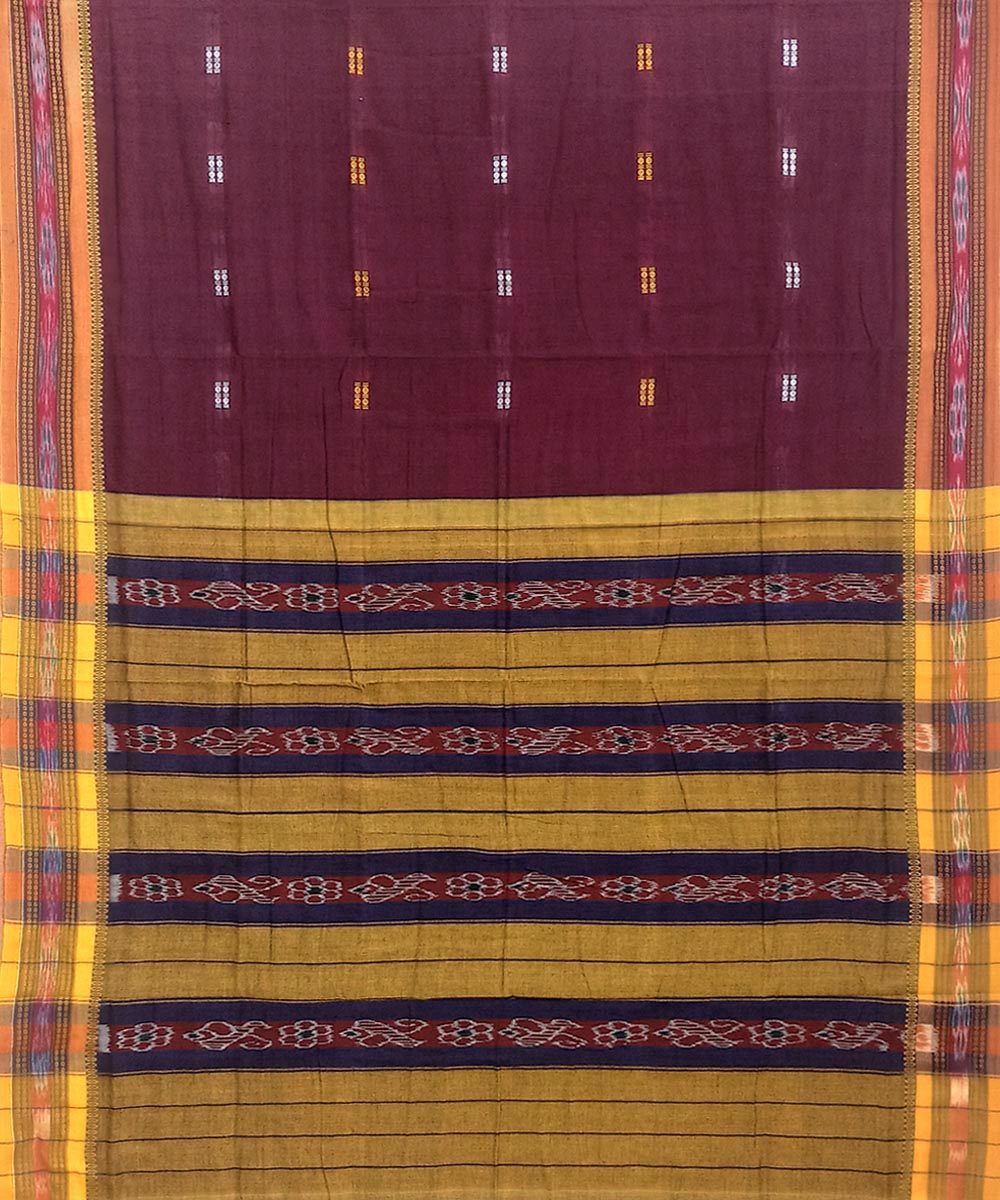Purple Sambalpuri Handwoven Single Ikat Cotton Saree Image 2