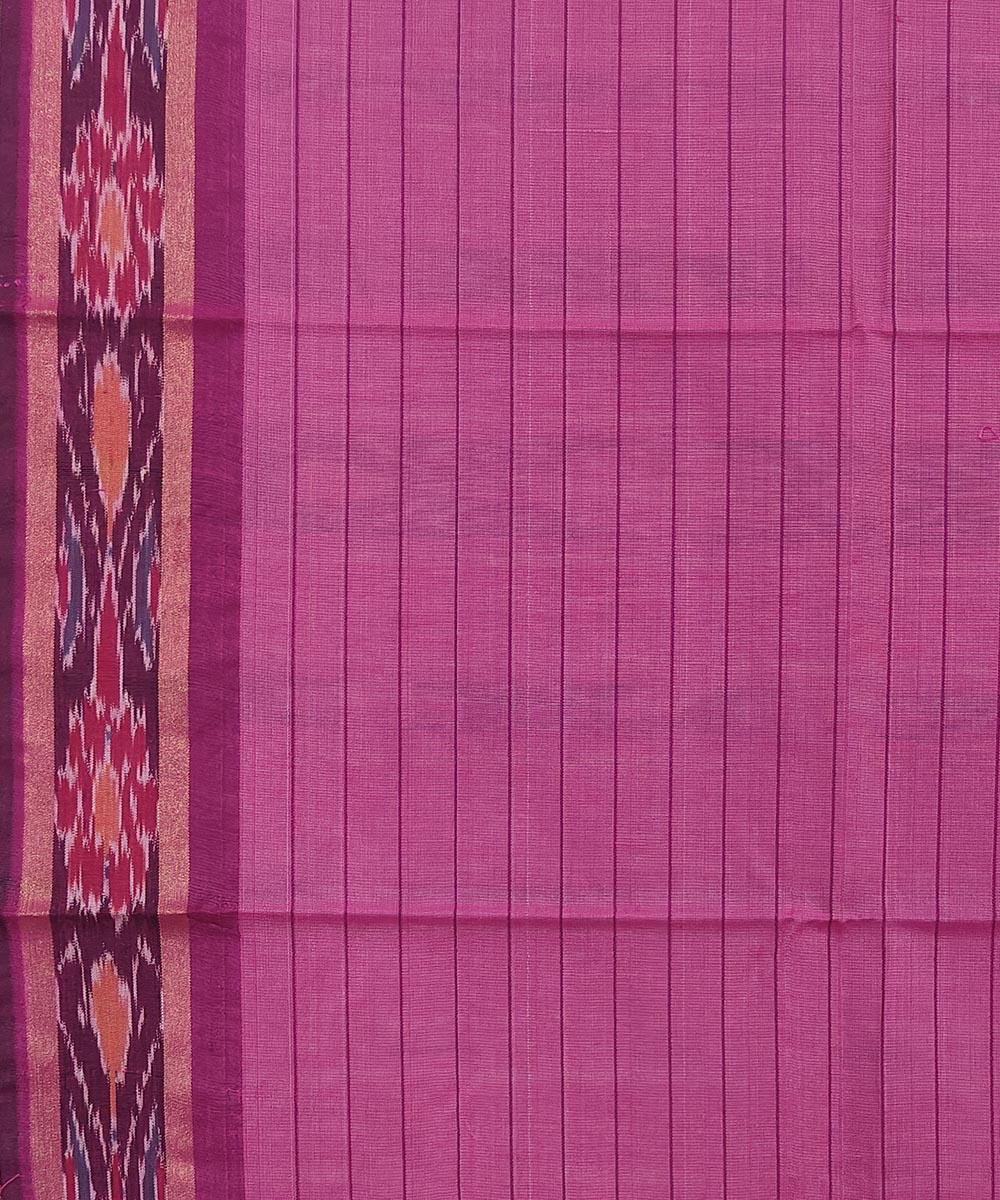 Beige Pink Sambalpuri Handwoven Ikat Border Tussar Silk Saree Image 4