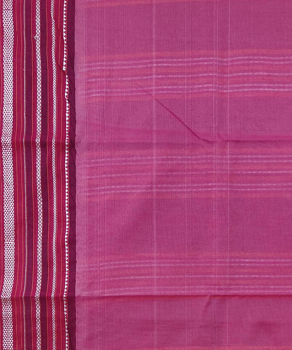 Beige Pink Sambalpuri Handwoven Wide Border Vidarbha Tussar Silk Saree Image 4
