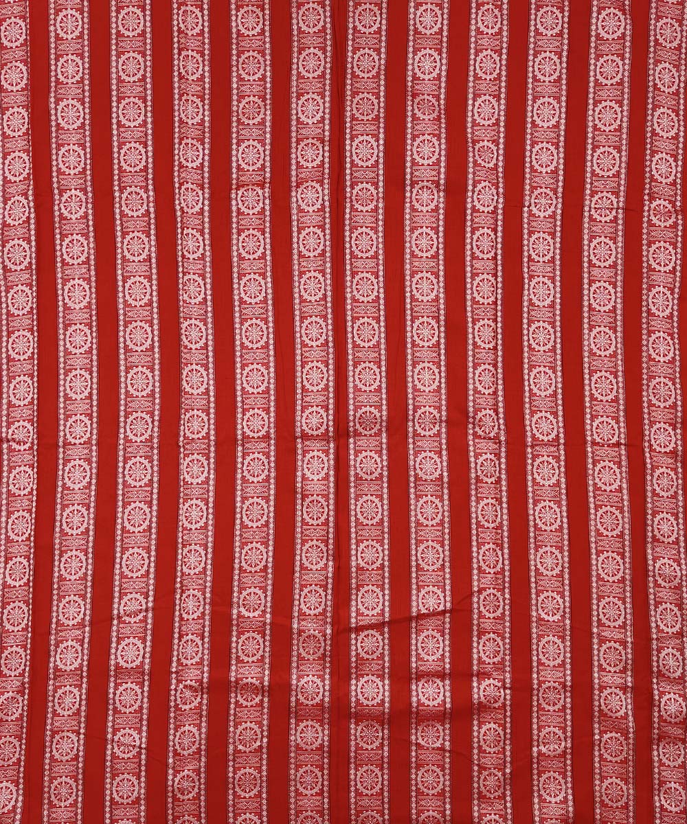Red Nuapatna Handwoven Single Ikat Suit Set Image 3