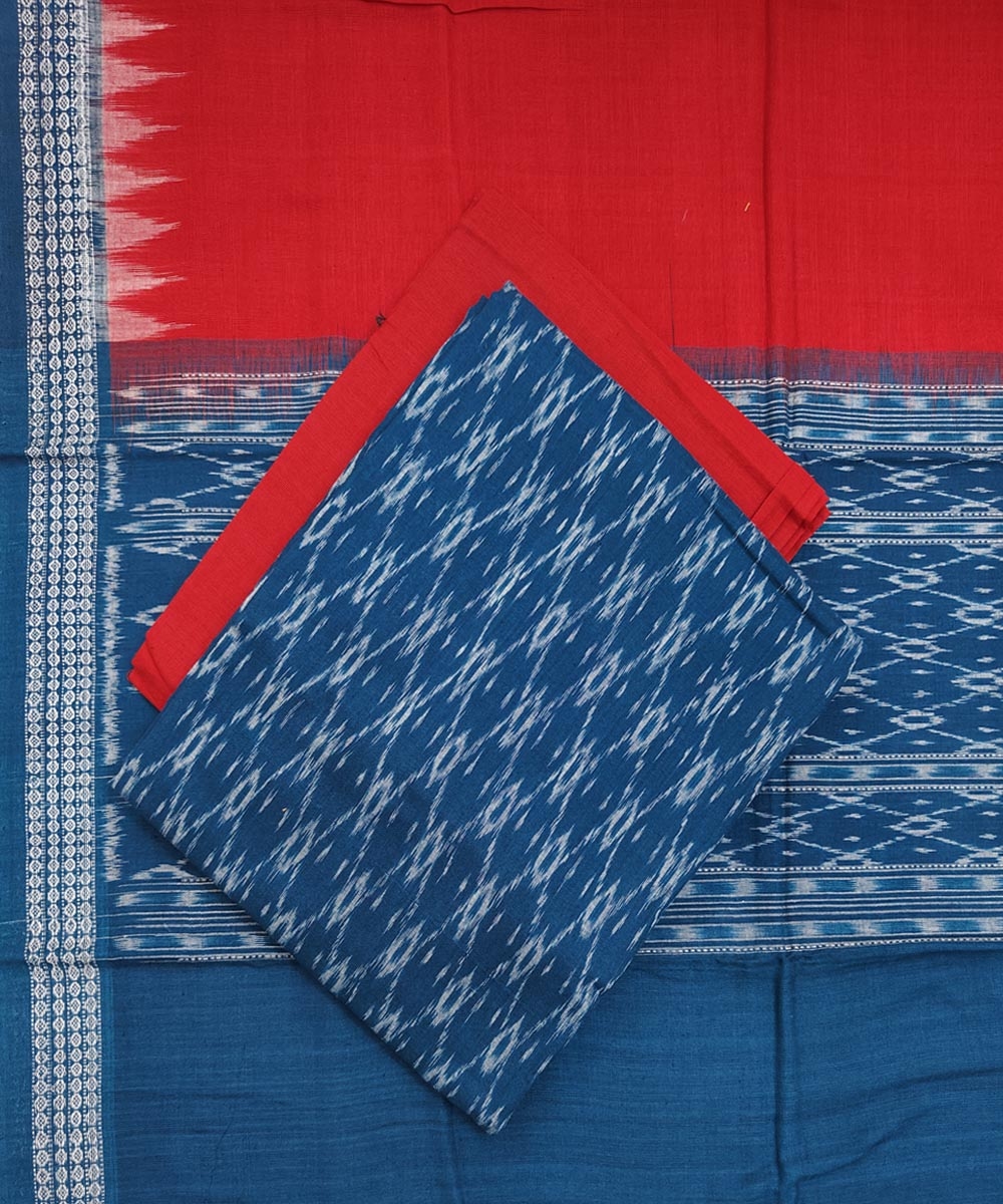 Blue Maroon Sambalpuri Handwoven Single Ikat Suit Set SFCSUT1545