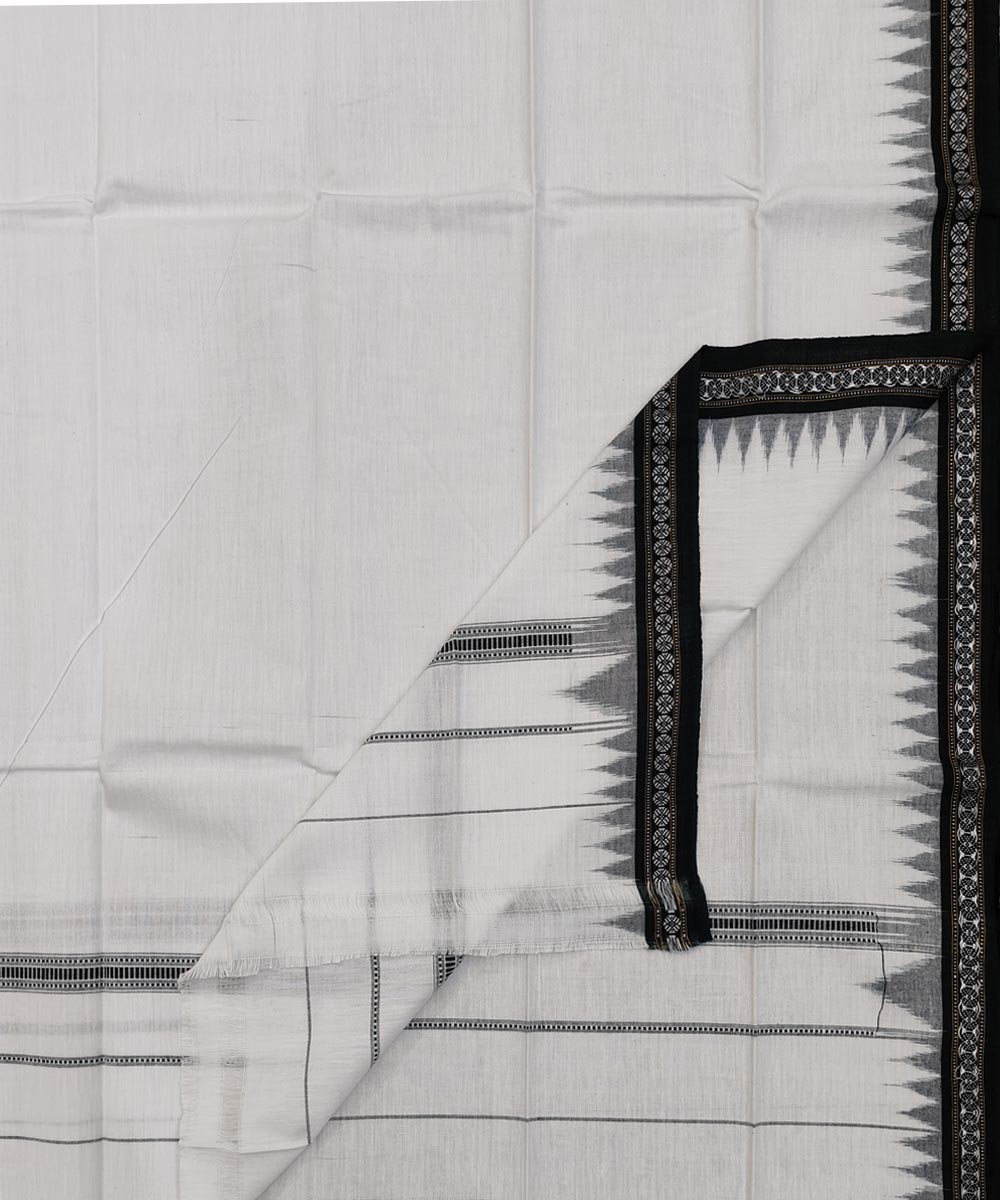 White Sambalpuri Handwoven Cotton Gamuchha SFCGAM1561