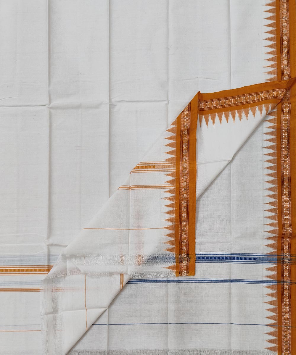 White Sambalpuri Handwoven Cotton Gamuchha SFCGAM1578