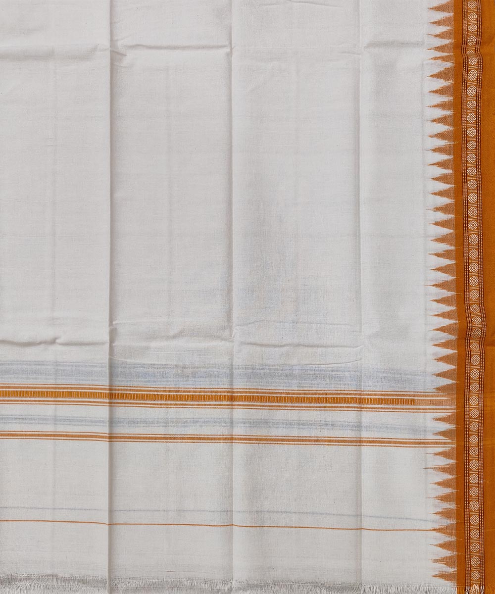 White Sambalpuri Handwoven Cotton Gamuchha Image 4