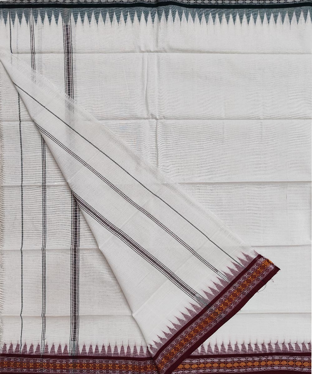 White Sambalpuri Handwoven Cotton Gamuchha Image 2