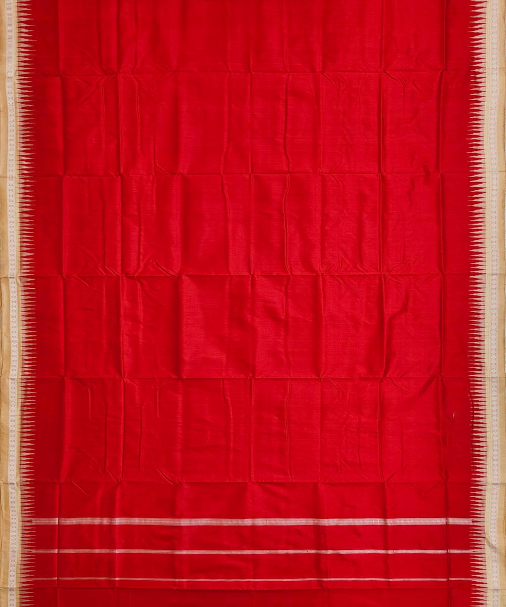 Red Beige Sambalpuri Handwoven  Silk Joda Image 3