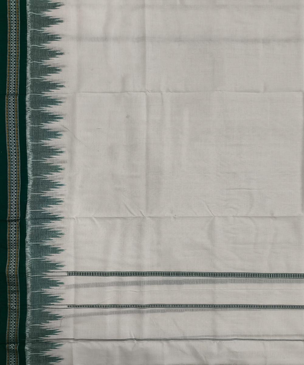 White Green Sambalpuri Handwoven Ikat Cotton Joda Image 4