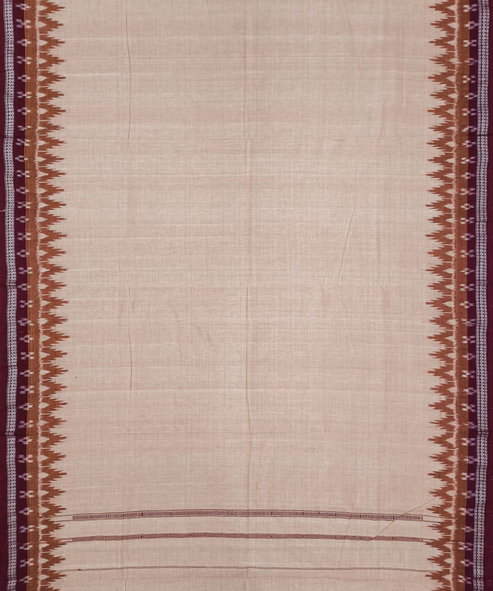 Beige Maroon Sambalpuri Handwoven Ikat Cotton Joda Image 3