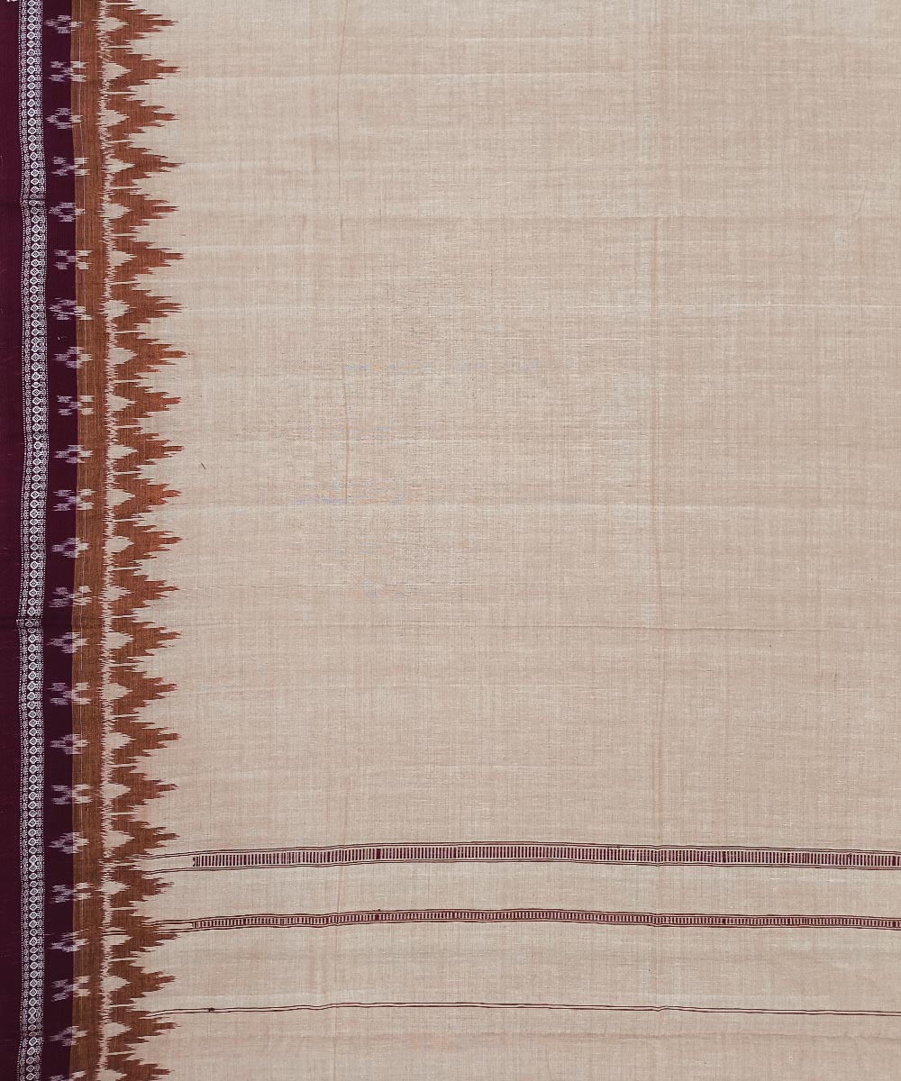 Beige Maroon Sambalpuri Handwoven Ikat Cotton Joda Image 4