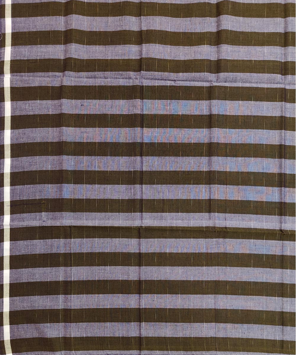 Olive Green Sambalpuri Handwoven Cotton Lugi Image 4