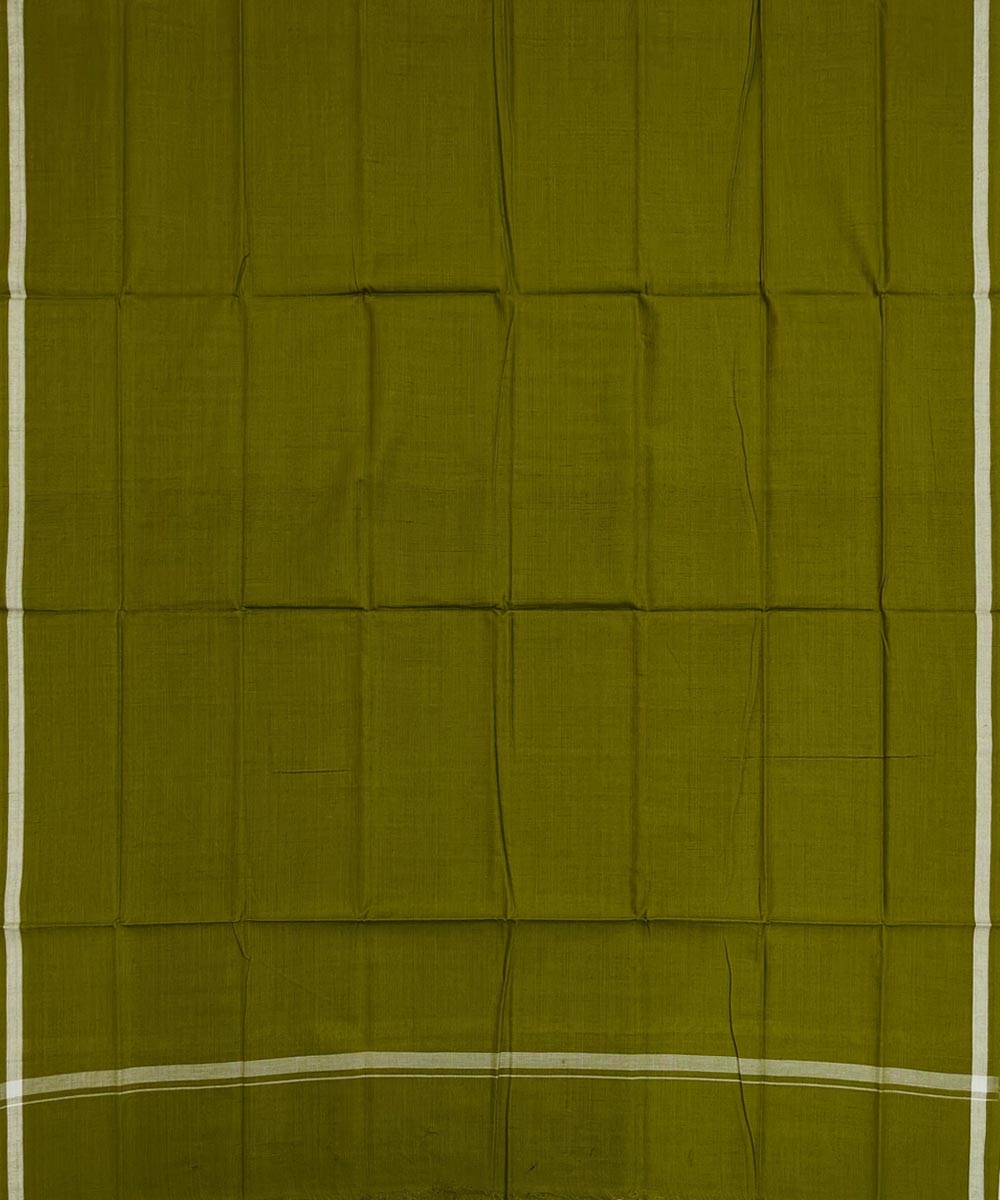 Olive Green Sambalpuri Handwoven Cotton Lugi Image 3