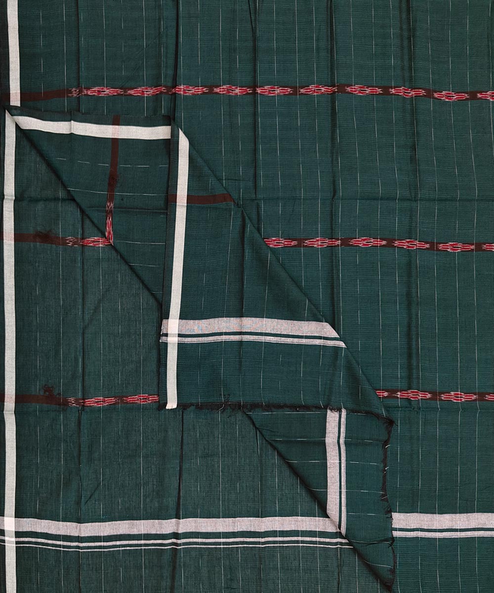 Dark Green Sambalpuri Handwoven Cotton Lugi Image 1