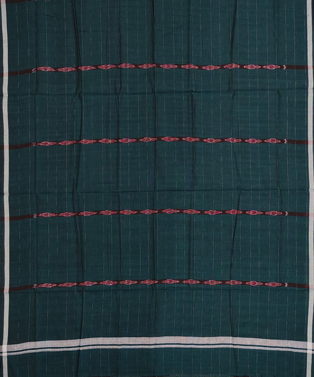 Dark Green Sambalpuri Handwoven Cotton Lugi Image 3