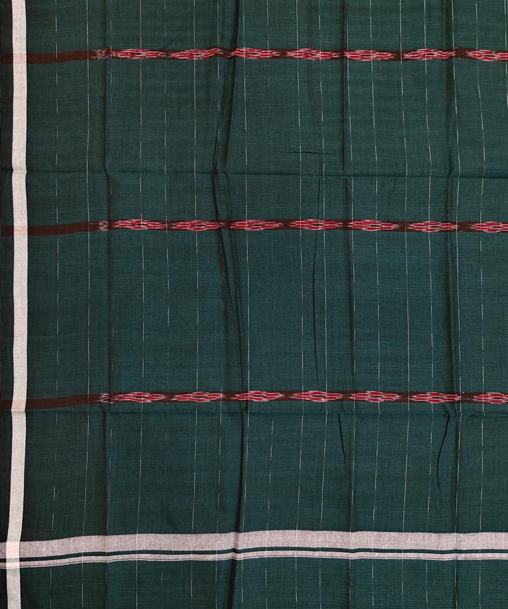 Dark Green Sambalpuri Handwoven Cotton Lugi Image 4