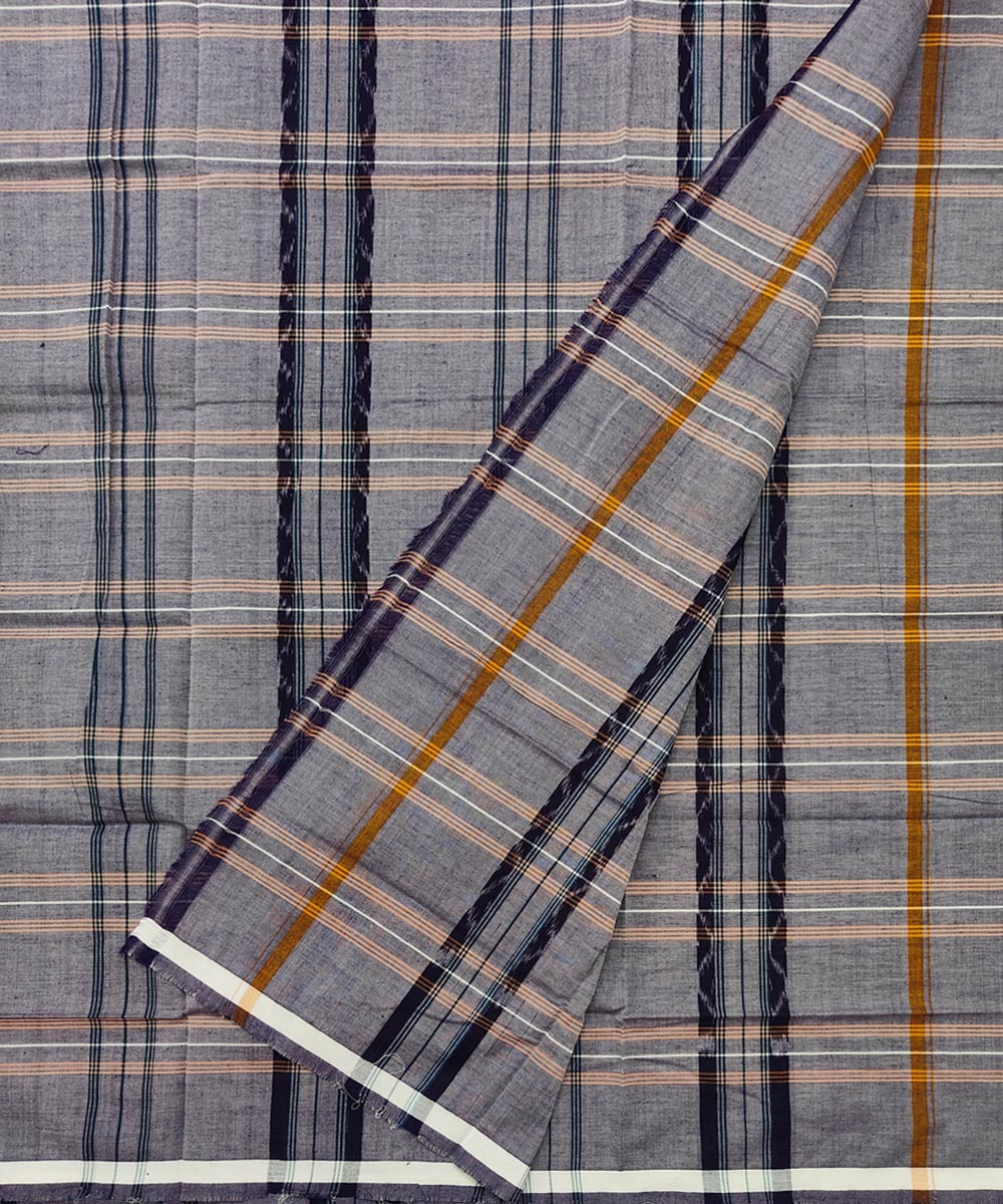 Gray Sambalpuri Handwoven Cotton Lugi Image 2