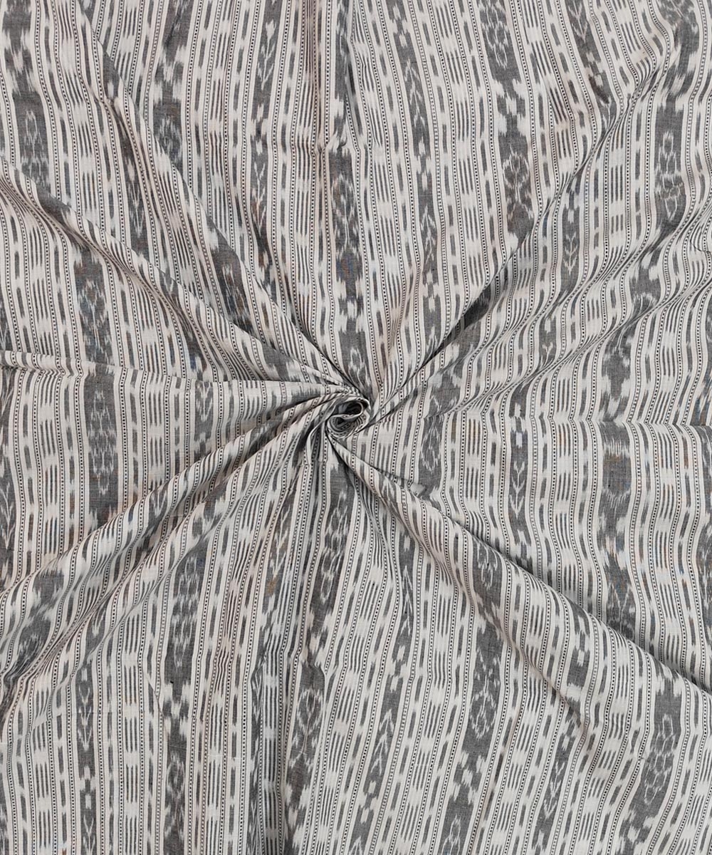 White Sambalpuri Handwoven Single Ikat Shirting Materials SFCSHI1639