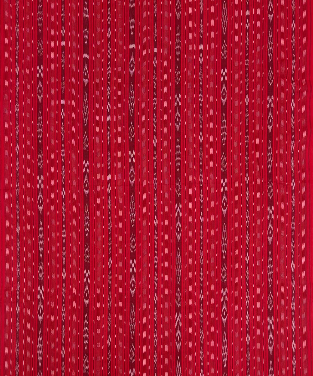 Red Sambalpuri Handwoven Single Ikat Shirting Materials Image 3