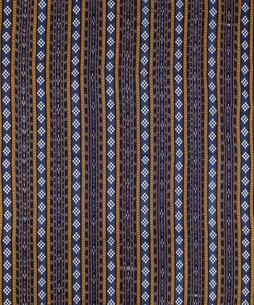 Blue Sambalpuri Handwoven Single Ikat Shirting Materials Image 3