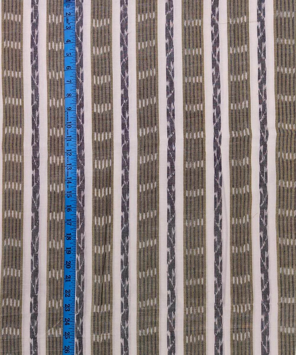 White Sambalpuri Handwoven Single Ikat Shirting Materials Image 4