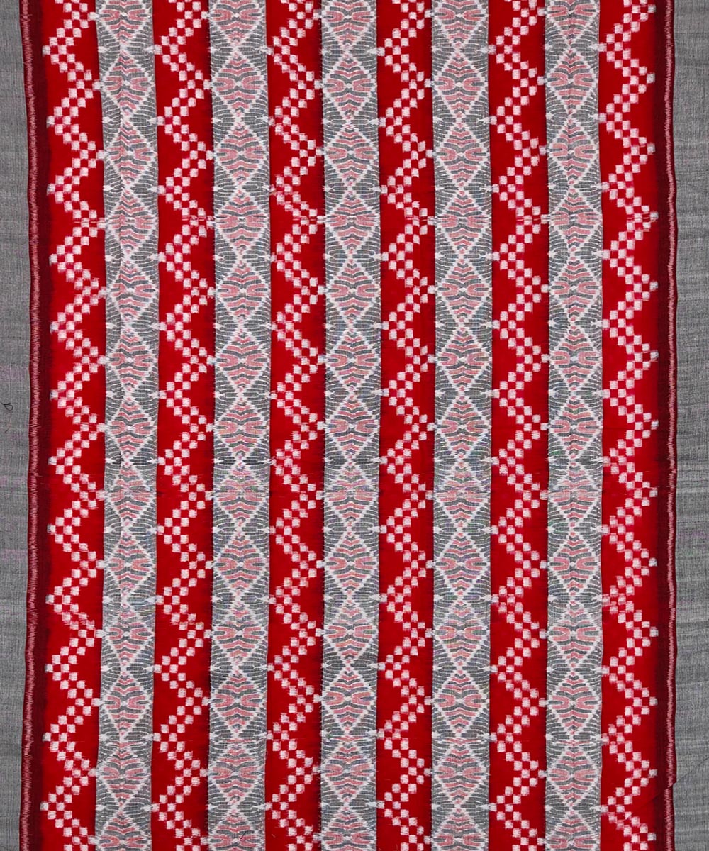 Red Sambalpuri Handwoven Single Ikat Suit Set Image 3