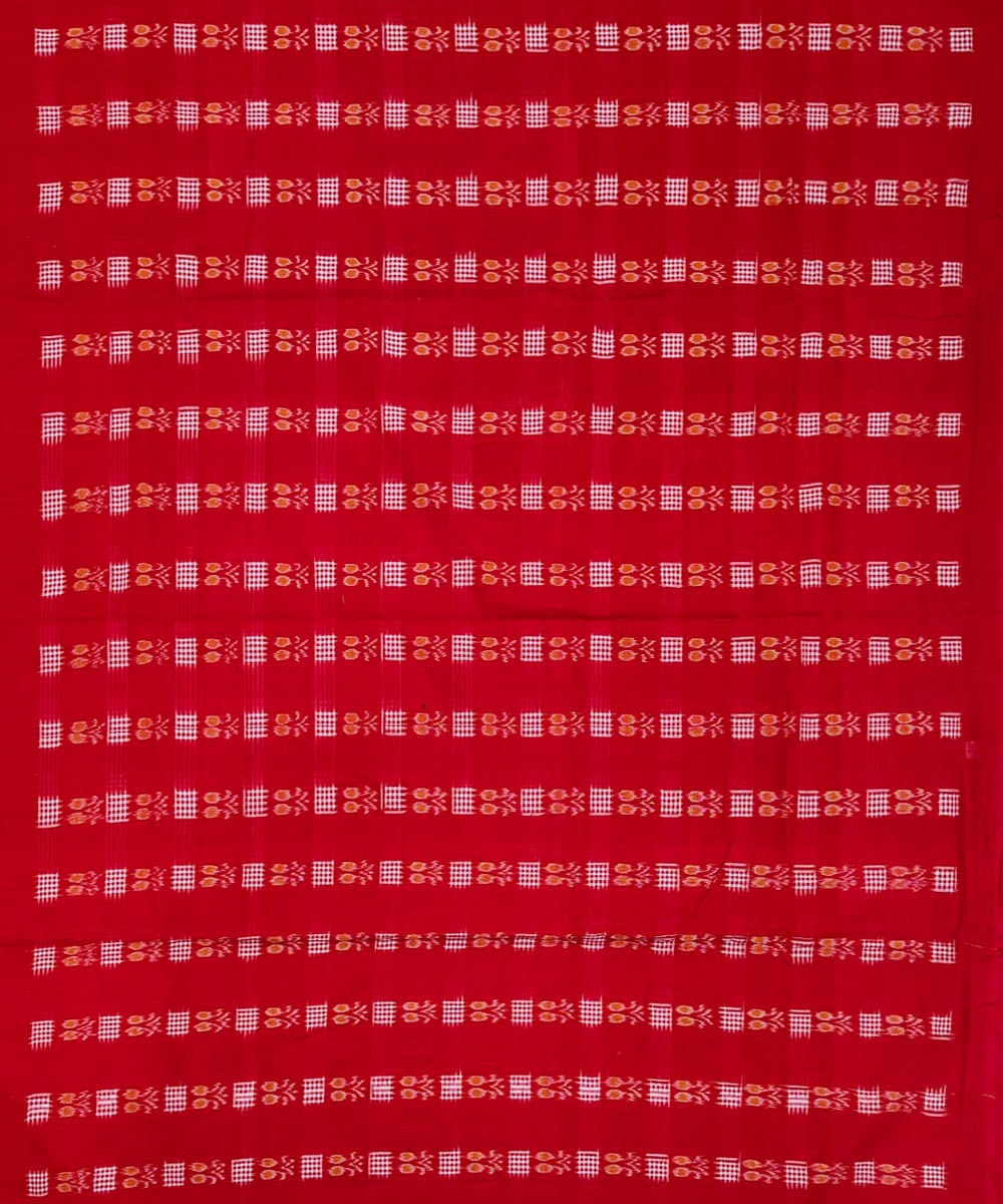 Red White Sambalpuri Handwoven Single Ikat Suit Set Image 3