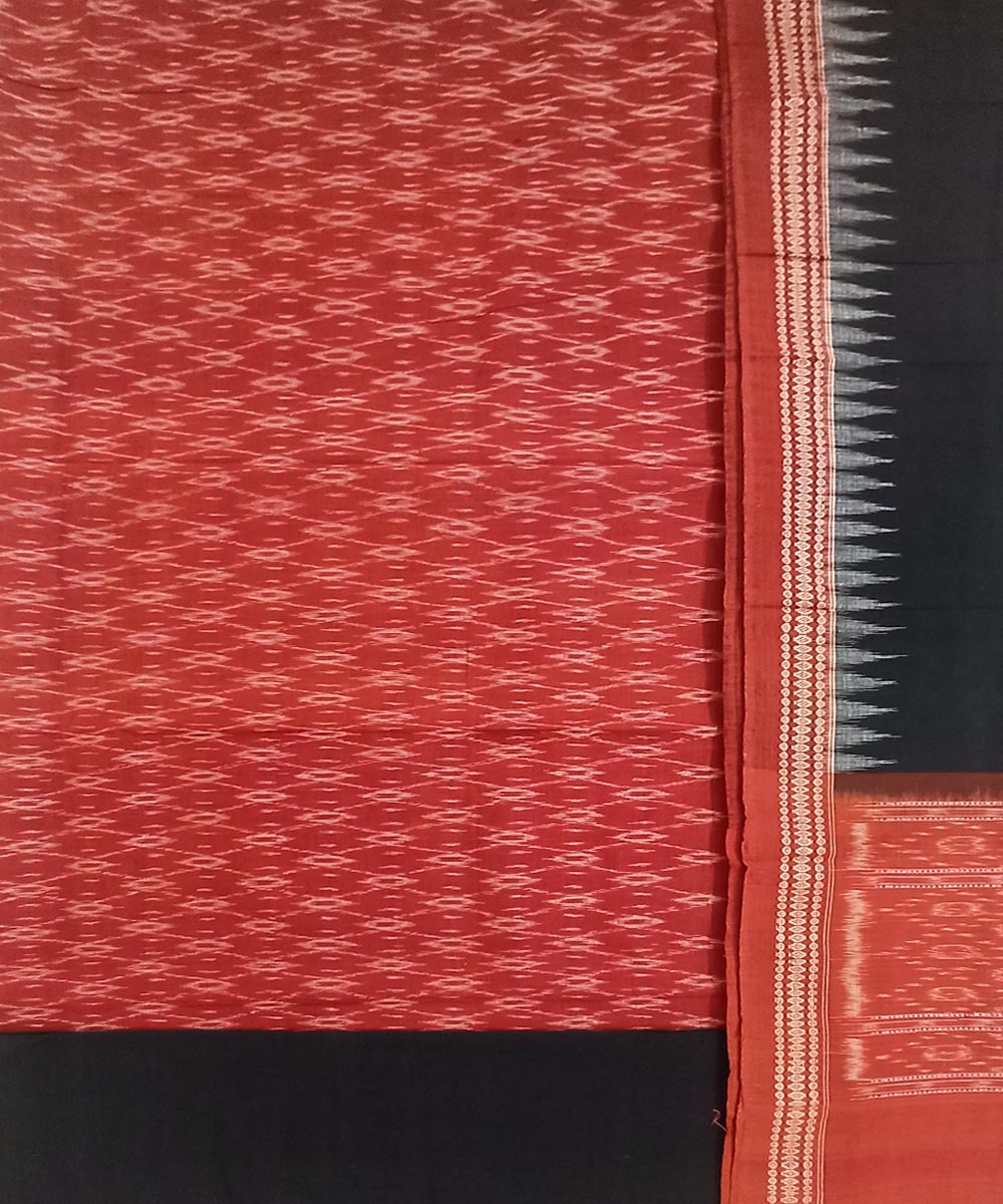 Rust Black Sambalpuri Handwoven Single Ikat Suit Set Image 2