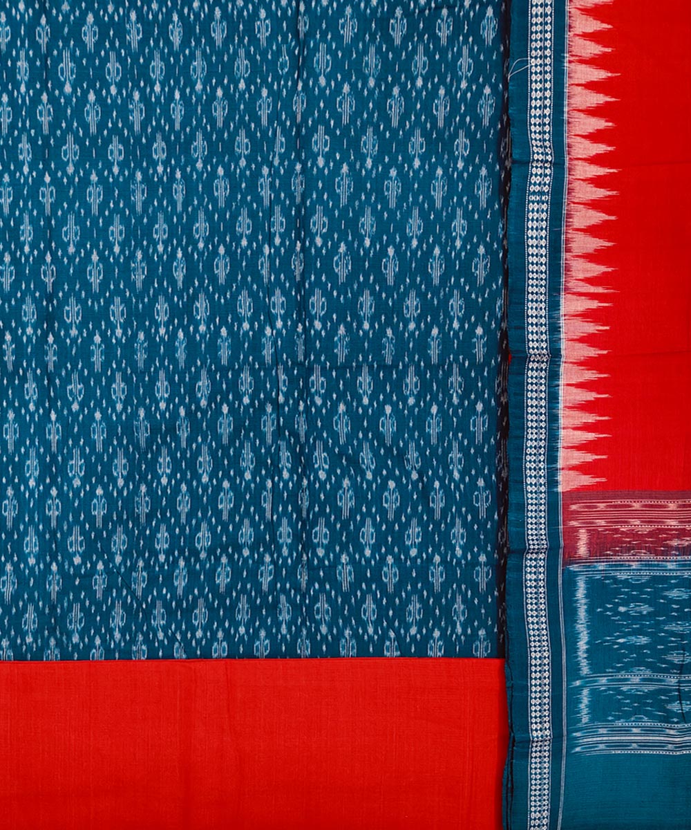Green Red Sambalpuri Handwoven Single Ikat Suit Set Image 2