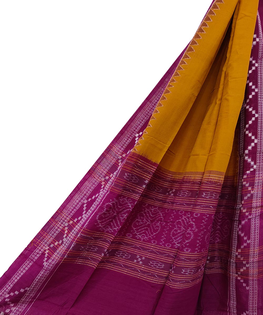 Mustard Pink Sambalpuri Handwoven Double Ikat Cotton Dupatta Image 1