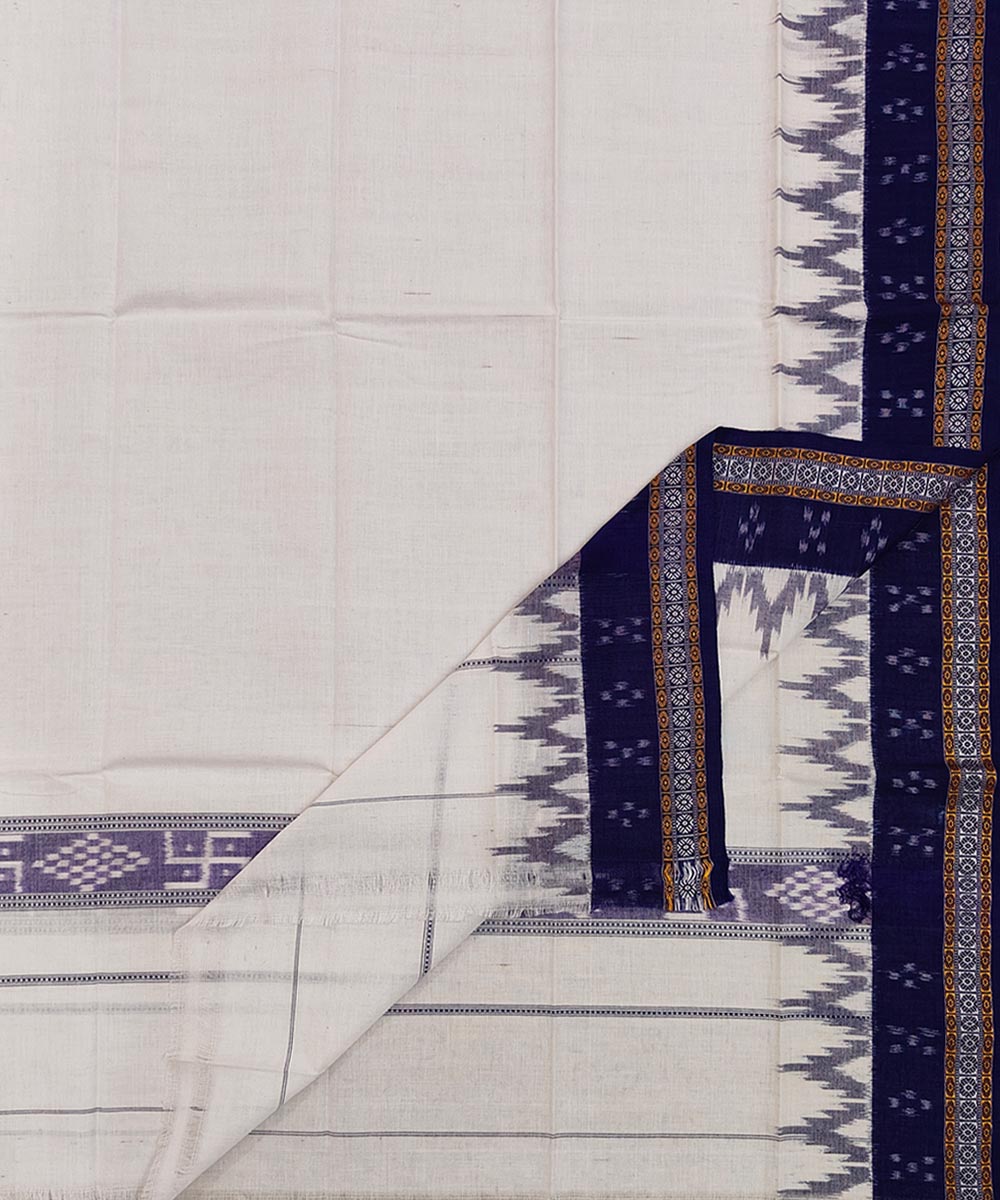 White Blue Sambalpuri Handwoven Cotton Gamuchha Image 1