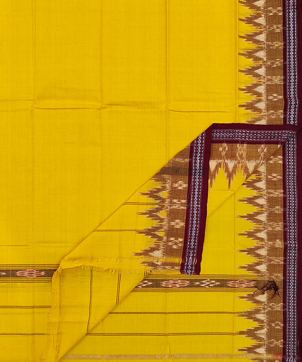 Yellow Maroon Sambalpuri Handwoven Cotton Gamuchha Image 1