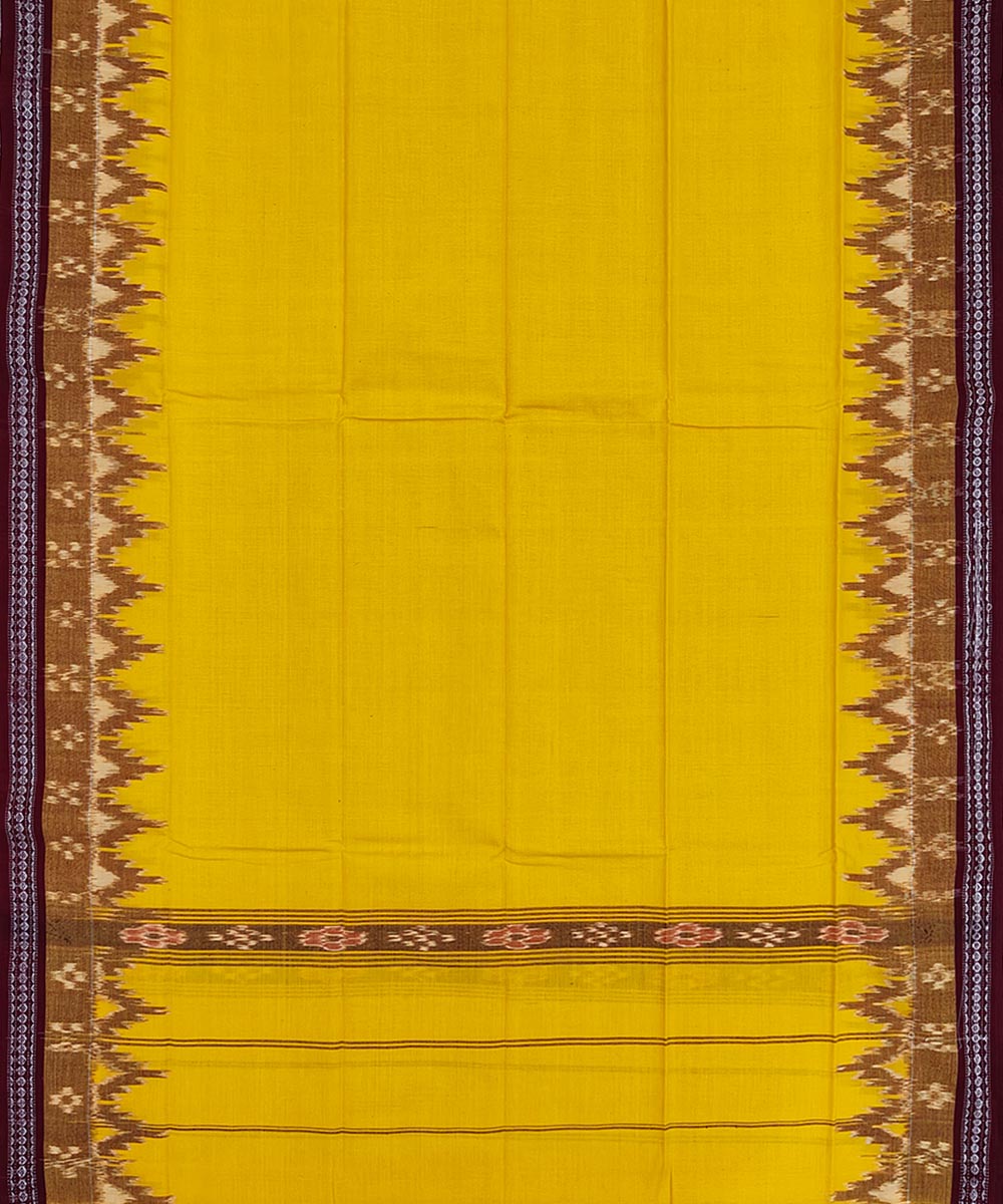 Yellow Maroon Sambalpuri Handwoven Cotton Gamuchha Image 3