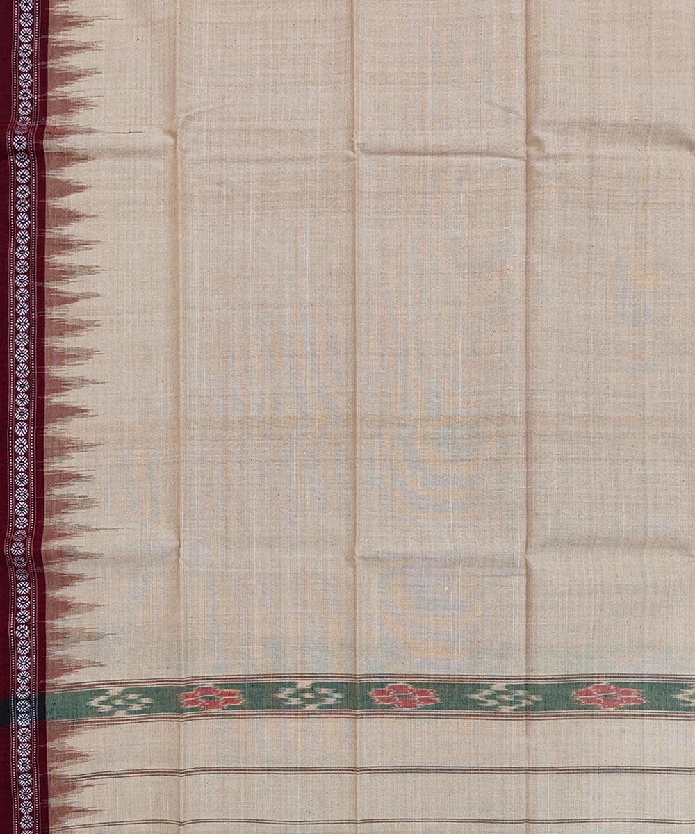 Beige Maroon Sambalpuri Handwoven Cotton Gamuchha Image 4
