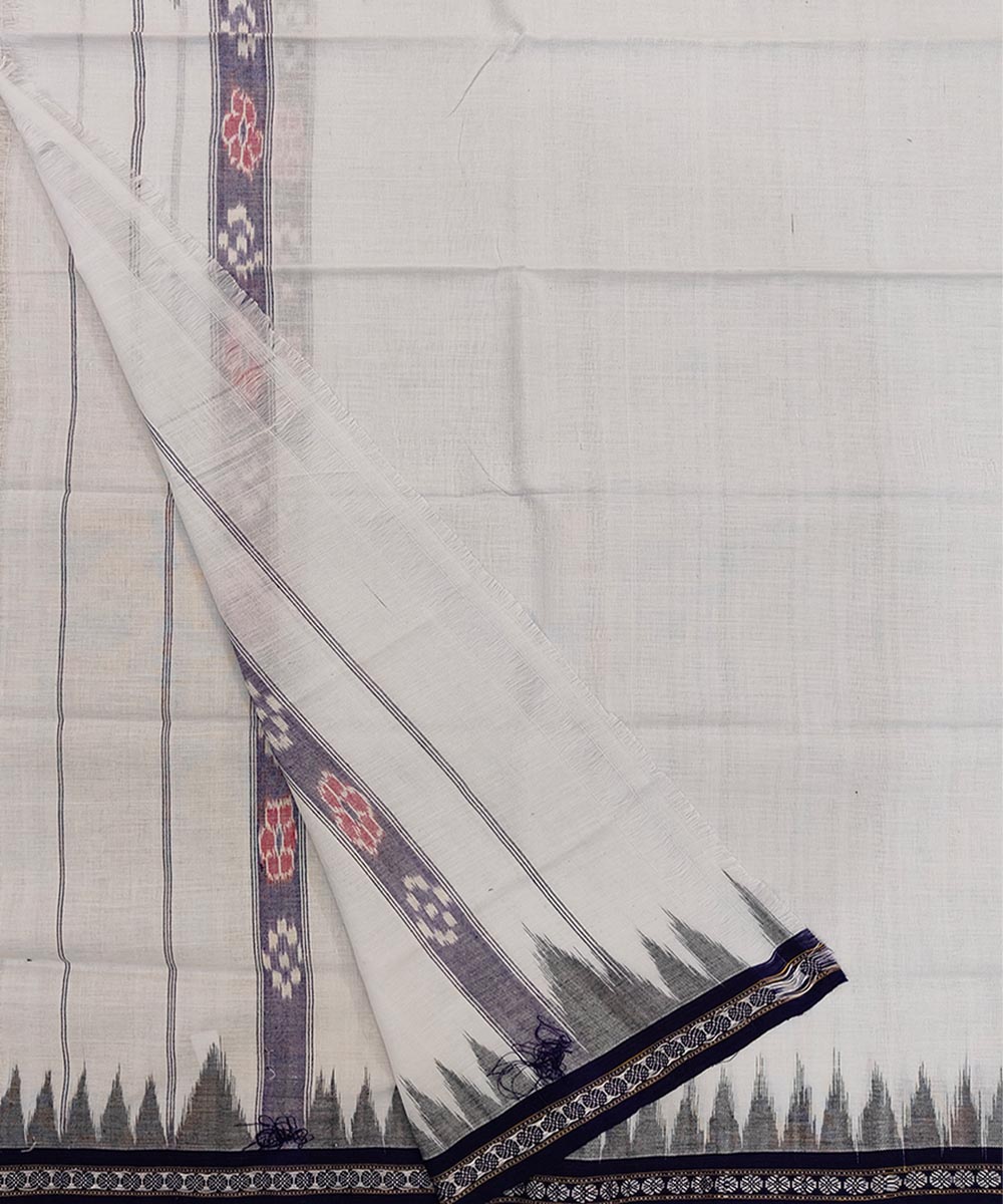 White Blue Sambalpuri Handwoven Cotton Gamuchha Image 2