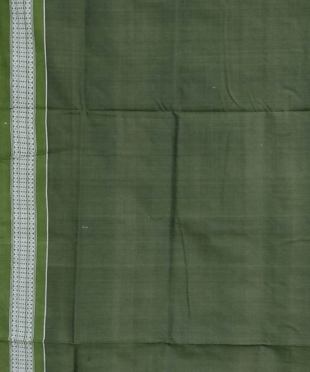 Coffee Green Sambalpuri Handwoven Single Ikat Cotton Saree Image 4