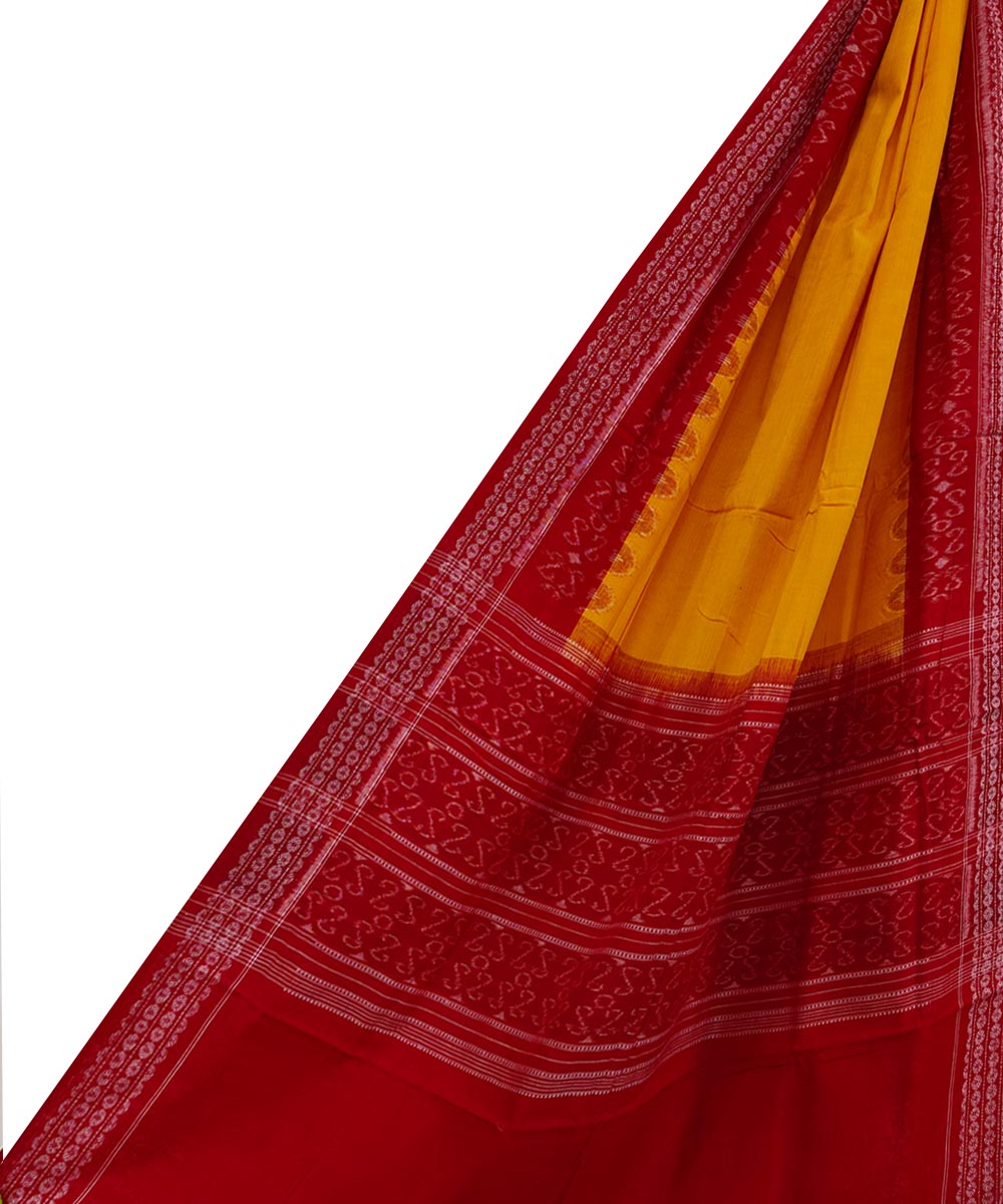 Yellow Red Sambalpuri Handwoven Single Ikat Cotton Dupatta Image 1